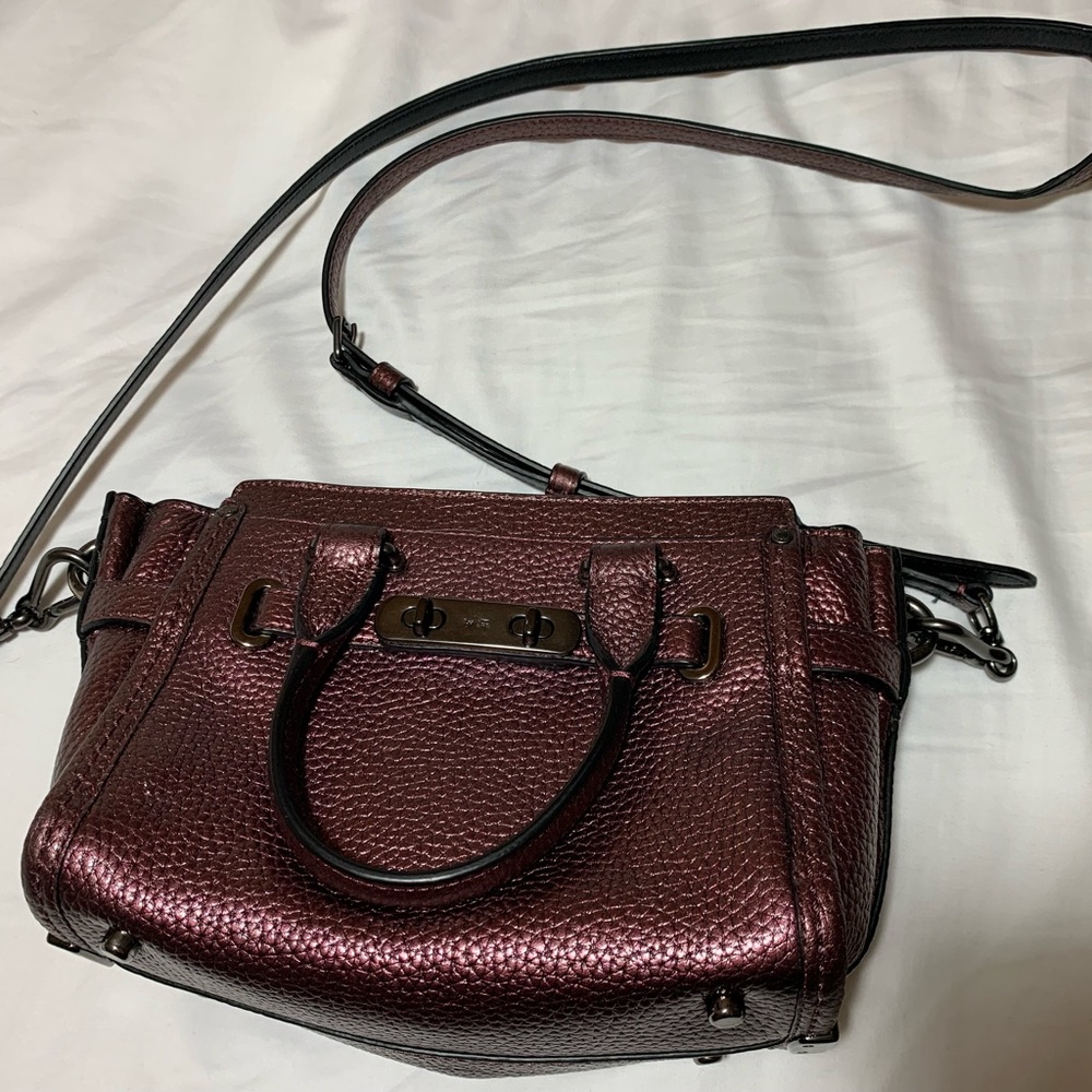 Burgundy metallic Coach purse